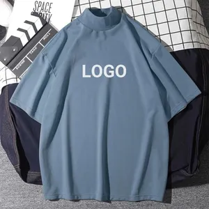 Men Half Sleeve T-shirt Drop Shoulder Pullovers Letter Embroidery High Quality Men Casual T-shirt Solid Color