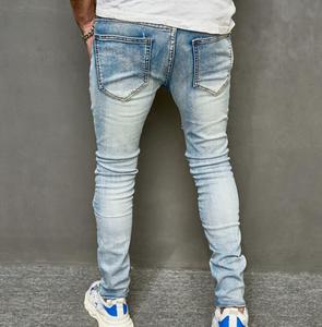 Pantalons High Street pour hommes Jeans Slim Classic Skinny Jeans pour hommes Patch déchiré Trou Denim Pantalon - Product Image 5