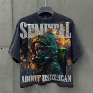 Camiseta de Algodón Grueso Personalizada Unisex, Estilo Primavera con Hombros Caídos, Camiseta de Lujo con Pedrería, Streetwear, Camisetas Gráficas Oversize - Product Image 1