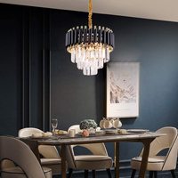 Lustre moderne en cristal doré à plusieurs niveaux, luminaire suspendu en forme de goutte d'eau, style Art Déco, pour hôtel de luxe, villa, salon, en métal et cristal