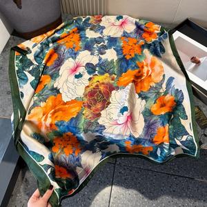 Selendang Tabir Surya Wanita Motif Grafiti Musim Semi, Nuansa Mewah, Model Baru, Panjang, Bahan Polyester dengan Sensasi Sutra - Product Image 1