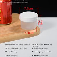 Boîte ronde givrée en PP de qualité alimentaire 120 ml 4 oz avec couvercle à clipser, pour yaourt, pouding, mousse au lait double couche, portion individuelle