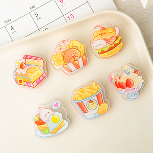 Clip de acrílico transparente estilo Spot Ins, diseño de hamburguesa y patatas fritas, para agenda, recuerdo, papelería, venta al por mayor - Product Image 2