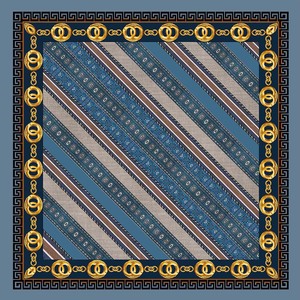 70x70cm Luxury Chain Print Polyester Satin <b>Square</b> <b>Scarf</b> Vintage Geometric Neck <b>Scarves</b> for Women Spring Autumn - Product Image 4