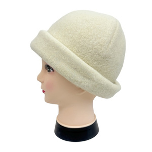 <span class=keywords><strong>Bonnet</strong></span> de sauna blanc en laine mérinos de qualité supérieure pour femmes et hommes Logo personnalisé Utilisation écologique des soins capillaires - Product Image 3