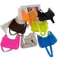 Tas selempang PVC portabel wanita, dompet kecil perjalanan pantai tahan air transparan dengan penutup ritsleting