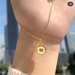 Cute Egg Pendant <b>Necklace</b> Gold Plated Zinc Alloy 3D Food Design For Women Gift Jewelry Fashion <b>Statement</b> Piece - Product Image 1