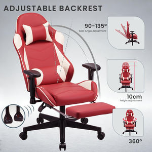 <span class=keywords><strong>Chaise</strong></span> de <span class=keywords><strong>Gamer</strong></span> Super Confortable en Similicuir Rouge, Dossier Haut, Accoudoirs Rembourrés, Finition Cuir PU, pour la Maison ou le Bureau - Product Image 4