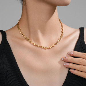 Bulk Luxury Fashion Chain Necklace 316L Stainless Steel 14k 18k Pvd Gold Plated Pig Nose Necklace for Women - Product Image 1
