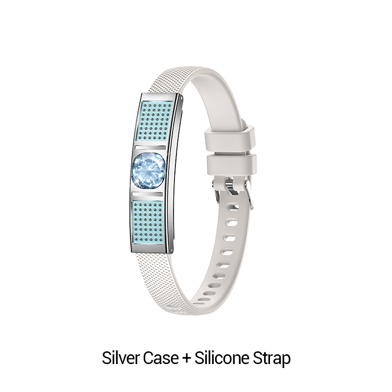 Boîtier argenté + bracelet en silicone
