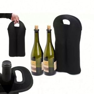 Housse isotherme personnalisée en néoprène pour bouteille de vin 750 ml, sac isotherme pour 2 bouteilles pour le rangement à la plage avec logo personnalisé - Product Image 1