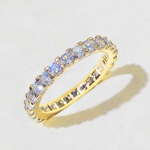 <span class=keywords><strong>Iwish</strong></span> Nuevo Estilo GYpmb Anillo de Mujer Chapado en Oro con Incrustaciones de Latón, Conjunto de Anillos en Grupo con Zirconia de Círculo Completo, Anillo de Fila de Lujo Ligero y Moderno - Product Image 2