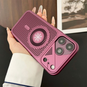 เคสโทรศัพท์แม่เหล็กแบบรังผึ้งระบายความร้อน รุ่นดั้งเดิม สำหรับ iPhone 18 17 16 15 Pro Max  พร้อมพัดลมระบายอากาศ ลายเกล็ดหิมะ ฝาหลังแบบด้าน - Product Image 5