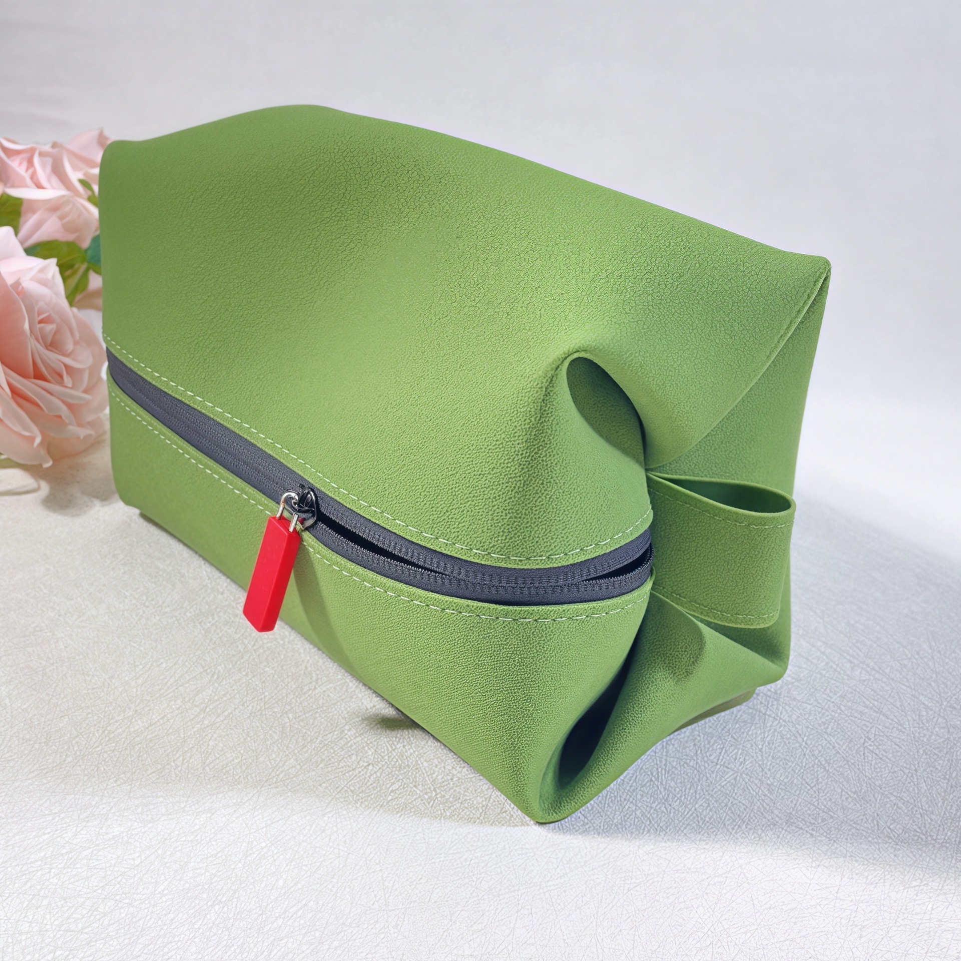 Grande trousse de toilette en simili cuir-vert foncé-211311 cm