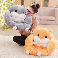Coussin de siège moderne minimaliste en forme de hamster en peluche semi-fermé avec semelle antidérapante pour canapé, usage domestique ou bureau - Soutien lombaire long