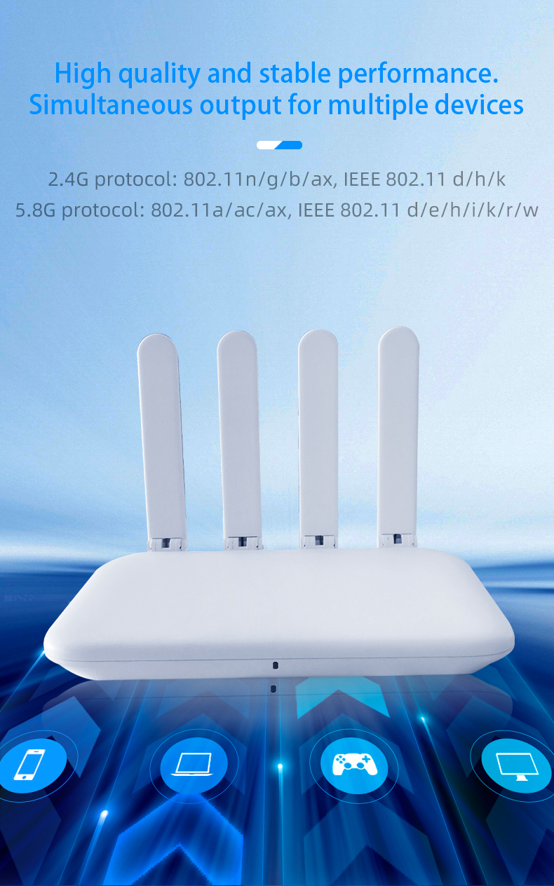 1800Mbps Dual Band Wireless Wifi 6 Router Gigabit MESH 128MB FLASH