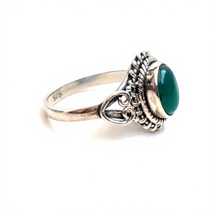 Offre Spéciale Bague Onyx Oxydé en Argent Sterling 925 Bague Ouverte en Pierre Onyx Verte avec Pierre Naturelle pour Femme Cadeau en Pierre Précieuse - Product Image 2