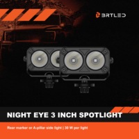 Lampu LED 20W untuk Pilar Samping, Lampu Penanda Belakang, Lampu Sorot Merah Amber, Jangkauan 251M, 12V 24V, Aluminium untuk Off Road SUV Truk 4x4