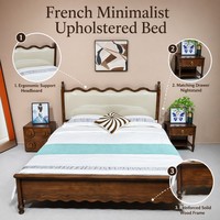 Lit de Chambre Parentale Haut de Gamme Ergonomique en Chêne Massif Écologique et Similicuir, Taille King Size, Fournisseur Qualifié