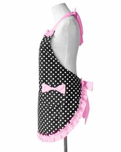 Delantal de Cocina Vintage Retro para Mujer, Delantal de Cocina con Bolsillo y Lazo, Delantal de Algodón con Estampado de Puntos - Product Image 4