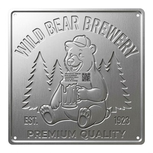 Panneau Métallique Doré Gaufré de la Brasserie Wanfeng Wild Bear, 100% Aluminium Anti-Rouille, Robuste, Résistant aux Intempéries, Décoration Vintage pour Bière - Product Image 3