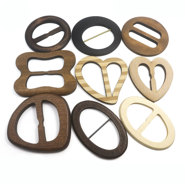 REWIN Wholesale Eco Friendly Various Shape Natural Wooden Belt Accessories Buckle for Garment Coat Decor