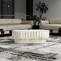 YUSHI Table basse ovale en marbre au design moderne et luxueux pour meubles de salon