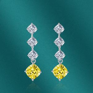 Boucles d'oreilles clous carrées à franges brillantes en argent 925 de luxe romantique 2022 pour femmes, zircon coloré, cadeau de fête - Product Image 4