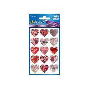 AVERY Zweckform Sticker 57521 Herzen rot/rose Effektfolie 1 Bogen - Product Image 1