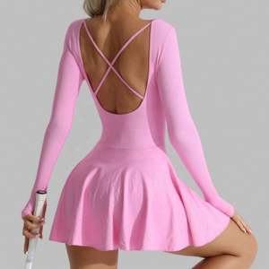 Nahtloser fester Custom Cross Back Einteiliger Tennis rock Outdoor Sport Athletic Golf Sportswear Kleid für Frauen mit Shorts - Product Image 5