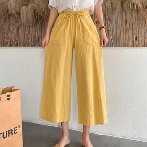 <span class=keywords><strong>Pantaloni</strong></span> estivi a gamba larga da <span class=keywords><strong>donna</strong></span> <span class=keywords><strong>pantaloni</strong></span> larghi in cotone <span class=keywords><strong>lino</strong></span> da <span class=keywords><strong>donna</strong></span> <span class=keywords><strong>pantaloni</strong></span> larghi dritti in tinta unita traspiranti Casual da <span class=keywords><strong>donna</strong></span> - Product Image 4