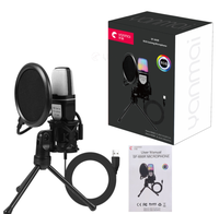 Microphone de jeu filaire omnidirectionnel à condensateur USB SF666R avec éclairage RGB, réponse en fréquence 50Hz-15kHz, conception de bureau en plastique