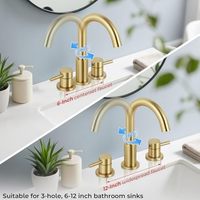 Robinet de salle de bain moderne en laiton à poser sur le plan, finition or brossé, 3 trous, largeur 8 pouces, bec de 3/4 po, double poignée, céramique