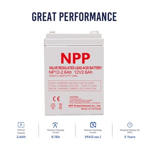 แบตเตอรี่ตะกั่วกรดแบบปิดผนึก 12V 9Ah/10Ah/2.6Ah/3.2Ah อายุการใช้งาน 5 ปี สำหรับระบบพลังงานแสงอาทิตย์ รถกอล์ฟ และเครื่องมือไฟฟ้า - Product Image 4