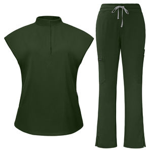 Nueva tendencia de Viaoli, uniformes médicos con estilo, conjuntos de uniformes de enfermería para hospitales, Tops de cuello vertical, pantalones acampanados, conjuntos de uniformes elásticos - Product Image 6