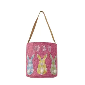 Bolsas de regalo de conejito de Pascua Bolsas de regalo personalizadas con logotipo Sublimación clásica Cestas de Pascua de conejito en blanco