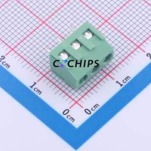 TY381-3.81-03P-14-00AH Screw Terminal Block Through hole Component (THT),P=3.81mm Connector 1x3P 3.81mm Green Through Hole - Product Image 1
