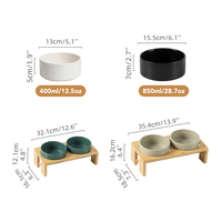 Shamitao Hotsale Gamelle surélevée en céramique pour chat avec support en bambou, double distributeur d'eau et de nourriture pour chats et petits chiens, vente en gros OEM