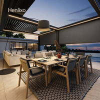 Pergola bioclimatique motorisée de luxe en aluminium 150 °   Volets réglables coupe-vent résistants aux UV avec LED pour terrasse extérieure