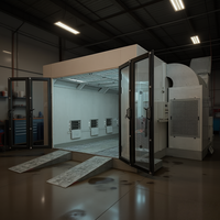 Cabine de peinture automobile avec brûleur diesel Riello, chauffage 18 kW, éclairage LED, fonction de cuisson 80°C