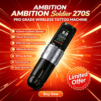 Máquina de Tatuar Inalámbrica Ambition Soldier 270S, Motor sin Escobillas de 1800 mAh, Carrera de 4.5 mm/5 mm, Pistola de Tatuar Profesional de Accionamiento Directo