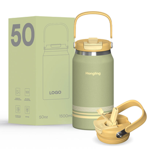 Gobelet de voyage Hong <span class=keywords><strong>Lin</strong></span> 50 oz vert <span class=keywords><strong>olive</strong></span>, isolé sous vide pour une résistance au froid, isolation thermique, réutilisable, en acier inoxydable - Product Image 1