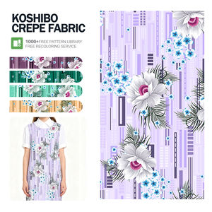 Robe pour femme personnalisée en polyester 130 g/m², tissu épais Koshibo, tissu crêpe Koshibo, impression numérique, motifs floraux - Product Image 1