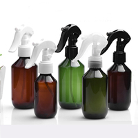 Bouteille en plastique ambrée 100ml 200ml avec pulvérisateur à gâchette fine, atomiseur vert 300ml 500ml, flacon de recharge, impression de logo HZ62001