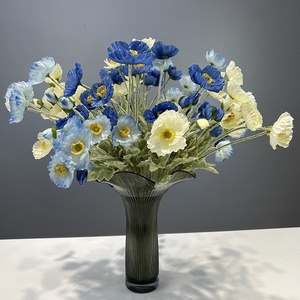 <span class=keywords><strong>Fleurs</strong></span> artificielles de pavot en flocage, style pastoral, pour décoration intérieure, mariage, extérieur et accessoires de photographie - Product Image 2