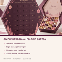 Boîte de calendrier de l'avent rectangulaire hexagonale avec fermeture magnétique en papier ondulé E, design personnalisable