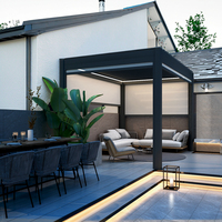Toit à persiennes léger, imperméable, motorisé avec télécommande, pour patio, balcon, jardin, gazebo, terrasse, pergola