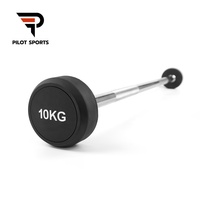 Barre droite et barre EZ Curl en caoutchouc fixées pour haltères PILOT SPORTS, idéales pour l'entraînement de force à domicile et en salle de sport commerciale