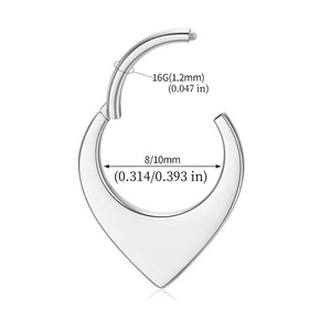 Anillo de Nariz en Forma de Lágrima 16G 8/10mm de Acero Inoxidable, Joyería para Piercing de Labio y Septum - Product Image 1