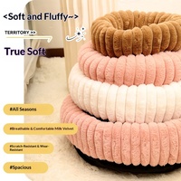 Lit d'intérieur de grande taille pour chiens et chats, housse amovible, velours rayé, doublure en velours de lait, protection extra-épaisse